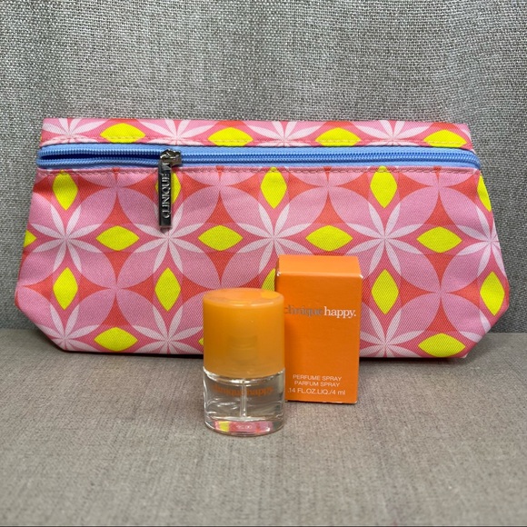 ❤️3 for $30❤️ CLINIQUE Makeup Bag and Happy Spray mini duo - Picture 2 of 10